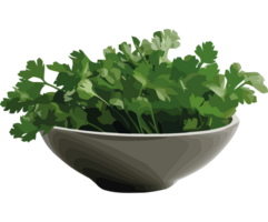 A bowl of fresh herbs on a black background png