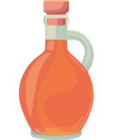A bottle of syrup with a red lid png