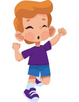 ein Karikatur Junge Springen mit seine Waffen oben png