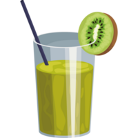 Kiwi juice in a glass with a straw png