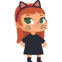 A cartoon girl with red hair and cat ears png