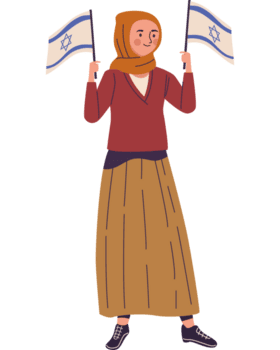ein Illustration von ein Frau halten israelisch Flaggen png