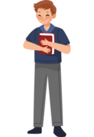 uma Garoto segurando uma livro dentro dele mãos png