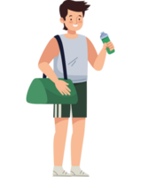uma homem com uma saco e garrafa do água png