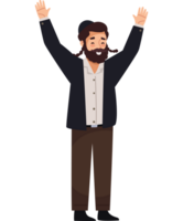 A cartoon man with a beard and a raised fist png