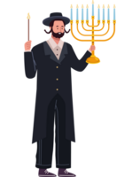 A man in a suit holding a candle and a menorah png