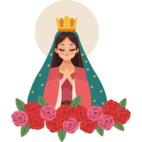 The virgin of guadalupe with roses png