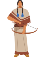 Native american woman with bow and arrow png