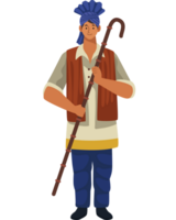 An illustration of a man with a stick png