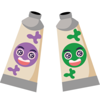 Two tubes of toothpaste with faces on them png