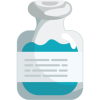 A bottle with liquid in it on a black background png
