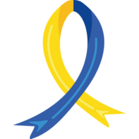A yellow and blue ribbon with a arrow pointing to it png