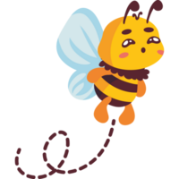A cartoon bee flying with a string attached to it png
