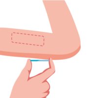 A person holding a needle to the arm png