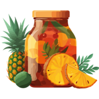 A jar of fruit and vegetables with a pineapple png
