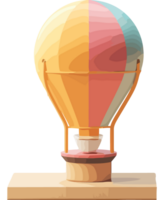 A hot air balloon is shown on a wooden stand png