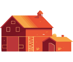 An illustration of a red barn with a ladder png