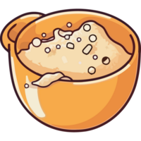 A bowl of soup with a spoon in it png