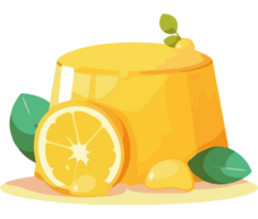A lemon pudding with slices of lemon png