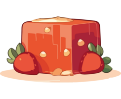 A strawberry and a piece of cake with honey png