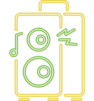 A neon sign with a speaker and a suitcase png