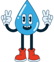 Water drop cartoon character with hands up png