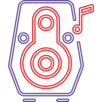A neon sign with a speaker and music notes png