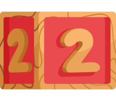 Two wooden blocks with the number two on them png