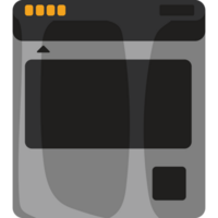 A black and gray computer with a yellow button png