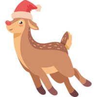 A cartoon deer wearing a santa hat png