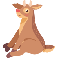 A cartoon deer sitting on the ground png