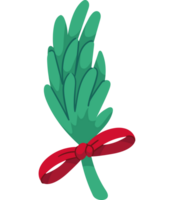 A green plant with a red ribbon tied around it png