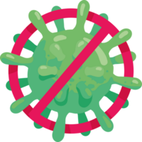 A green virus with a red circle around it png