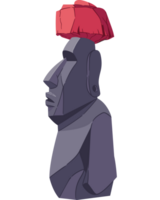An easter island statue with a red hat on it png