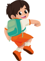 A cartoon boy with a backpack running png