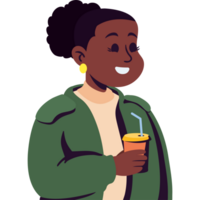a ilustração do uma mulher segurando uma beber png