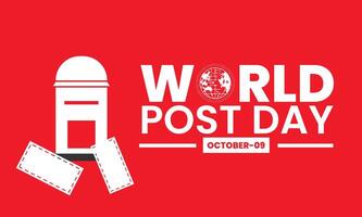 World post day background with paper plane postcard and world map. International post day backdrop with post box mail box design October 9 Template for background, banner, card, poster. i vector