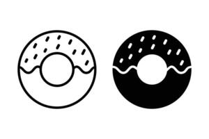 Donuts icon . Donut icons in line and flat style. vector