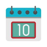 Day calendar with 10st date flat icon. can be used for website, ui and mobile app. vector