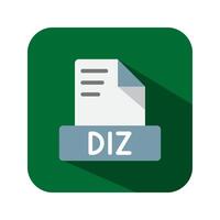 Diz file format flat icons. symbol document file extension, format. Can be used for websites, software, UI and mobile apps. vector