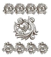Baroque elements drawn by hand vector