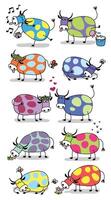 Cows in different poses. Funny set on white background vector
