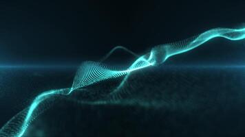 Abstract digital fast waves, particles with light fire motion background, data flow, cyber technology. 3D rendering. Seamless looping 4k . animation screensaver video