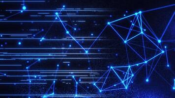 Abstract futuristic background with interweaving lines, dots and triangles, digital technology, big data, high speed connection visualization. video