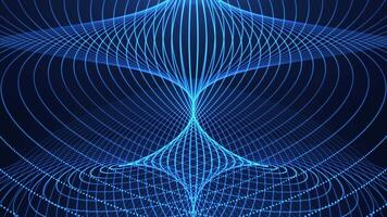 Abstract hi-tech futuristic spiral of digital lines and dots rotating on a dark background video