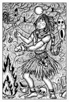 Voodoo warlock. Hand drawn engraved fantasy illustration, mythology and fairy tale character vector