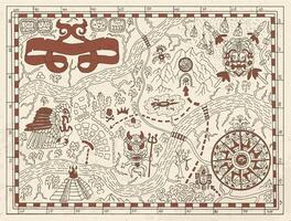 Old Maya or pirate map on textured background vector