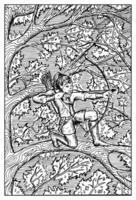 Elf. Hand drawn engraved fantasy illustration, mythology and fairy tale character vector