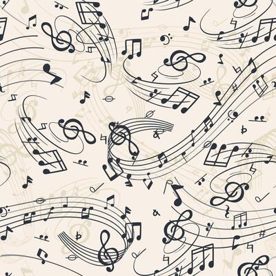 music notes seamless pattern background