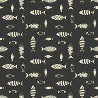 monochrome abstract ethnic fish pattern vector